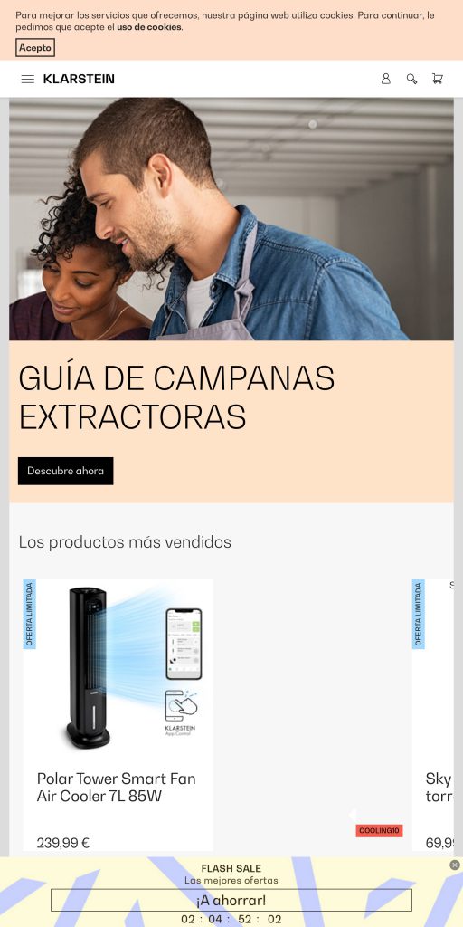 Captura de la portada de klarstein.es