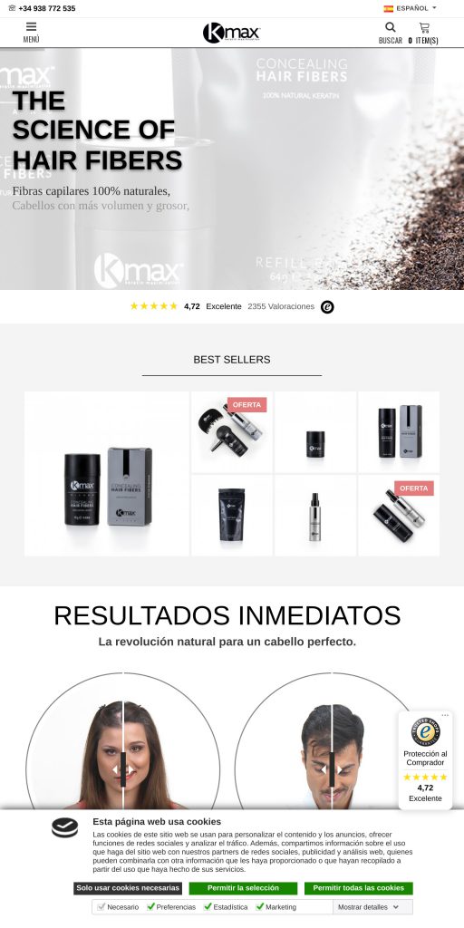 Captura de la portada de kmax-espana.es