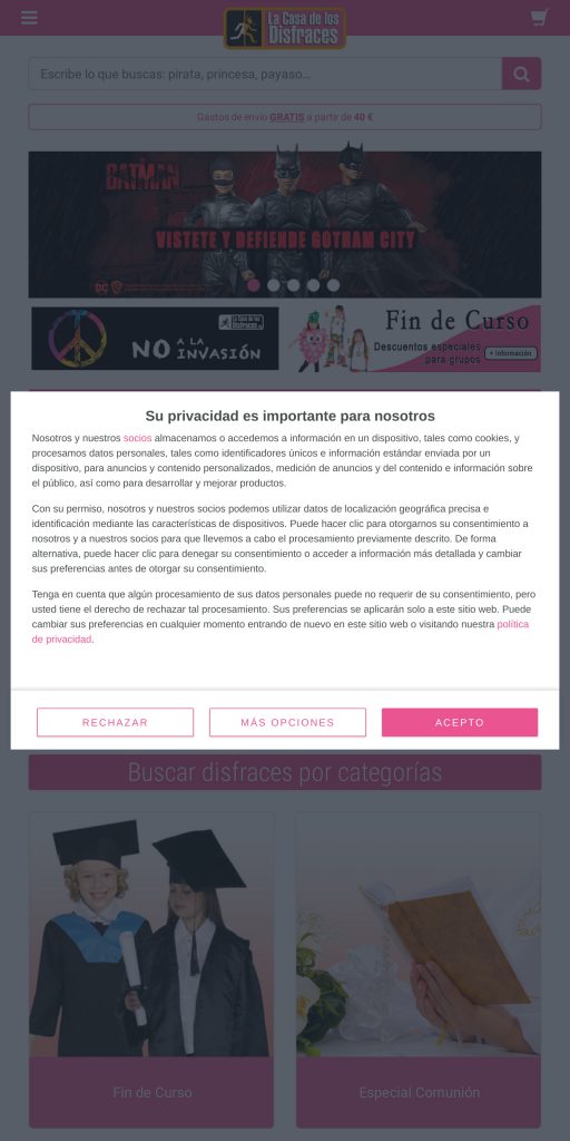 Captura de la portada de lacasadelosdisfraces.es