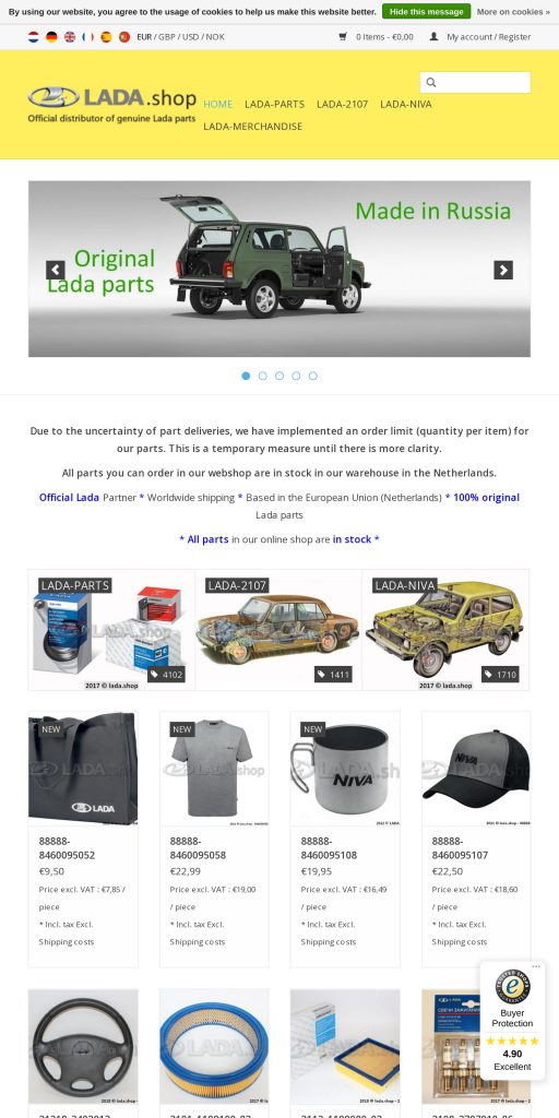 Captura de la portada de lada.shop