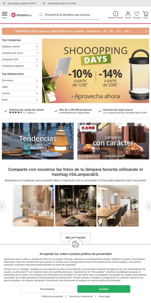 Captura de la portada de lampara.es