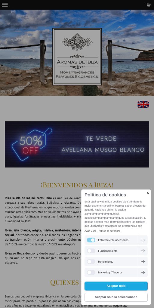 Captura de la portada de aromasdeibiza.com