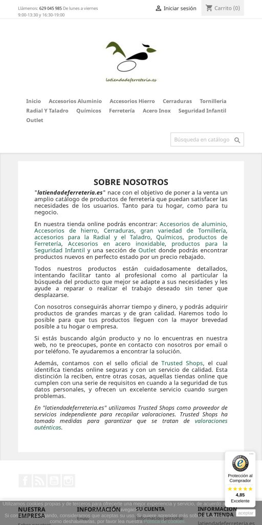 Captura de la portada de latiendadeferreteria.es