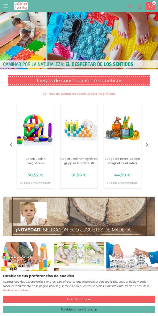 Captura de la portada de latiendadelafamilia.com