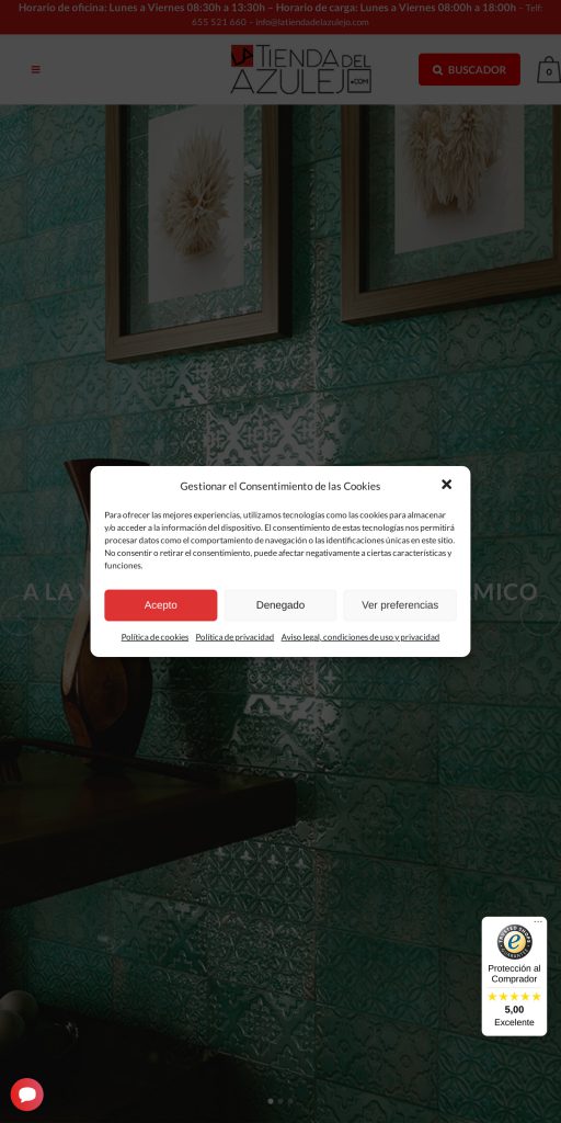 Captura de la portada de latiendadelazulejo.com