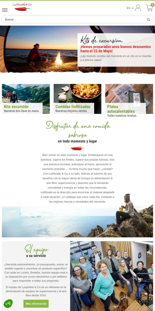 Captura de la portada de liofilizado.es
