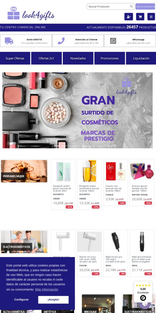 Captura de la portada de look4gifts.com