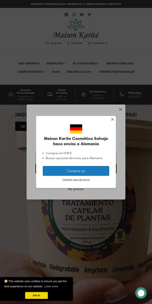 Captura de la portada de maisonkarite.online