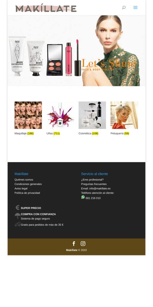 Captura de la portada de makillate.es