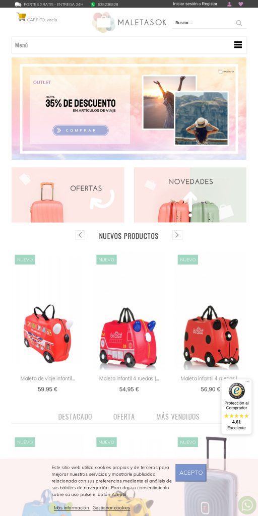 Captura de la portada de maletasok.com