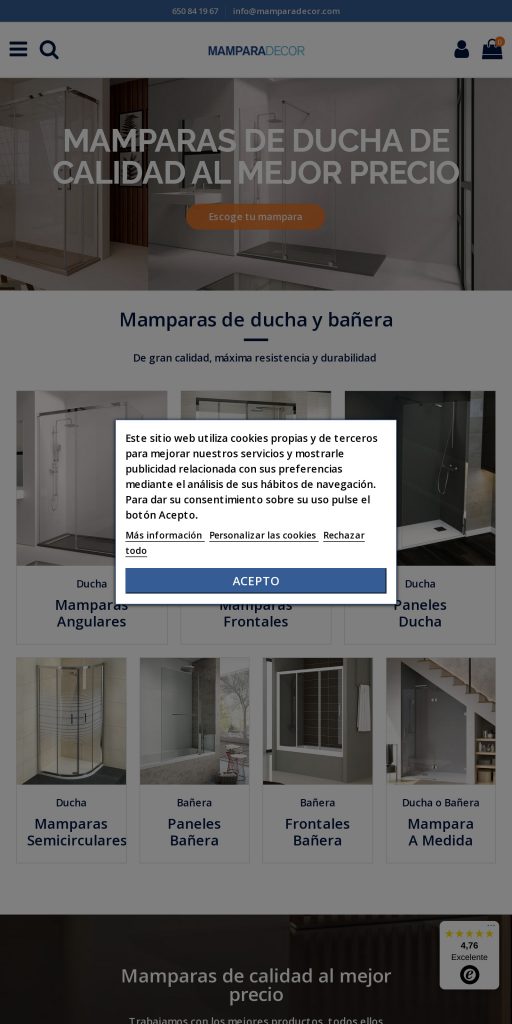 Captura de la portada de mamparadecor.com