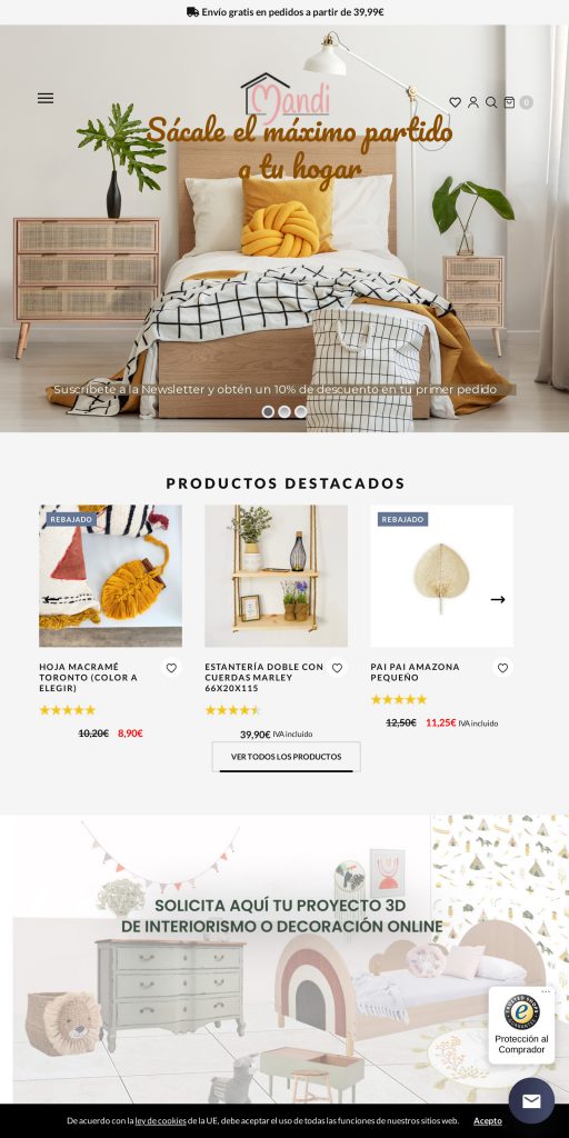 Captura de la portada de mandidecostudio.com