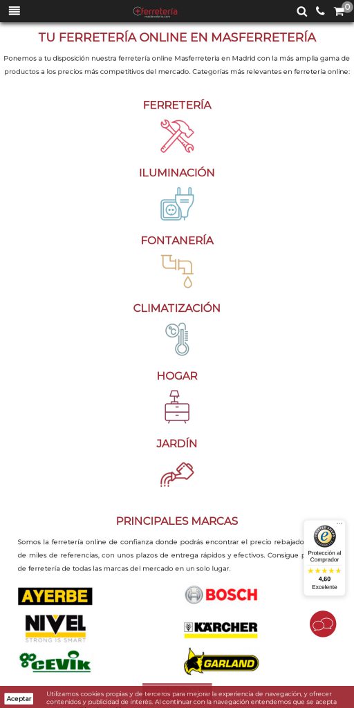 Captura de la portada de masferreteria.com