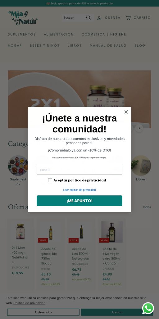 Captura de la portada de masquedietasonline.com