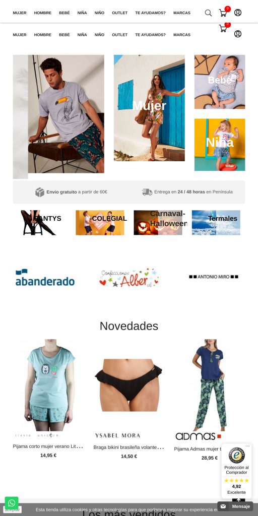 Captura de la portada de mercaroupa.com