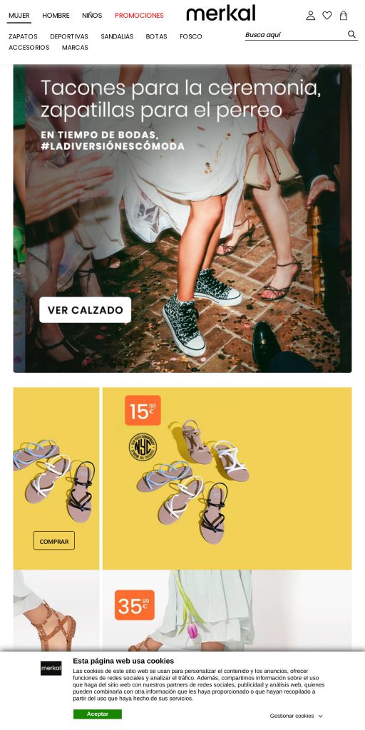 Captura de la portada de merkal.com