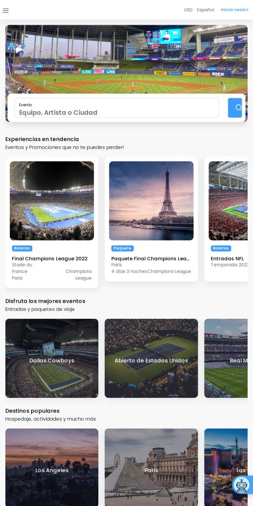Captura de la portada de mexticket.com