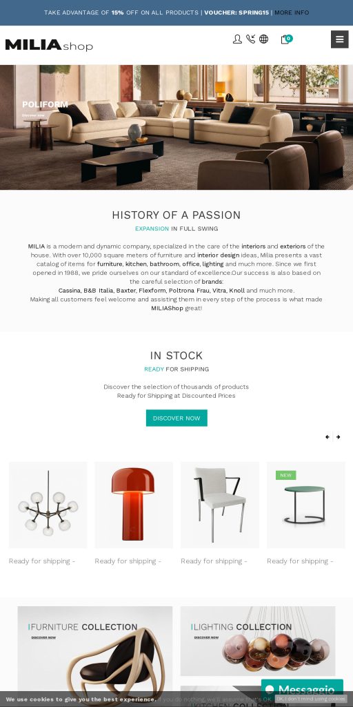 Captura de la portada de miliashop.com