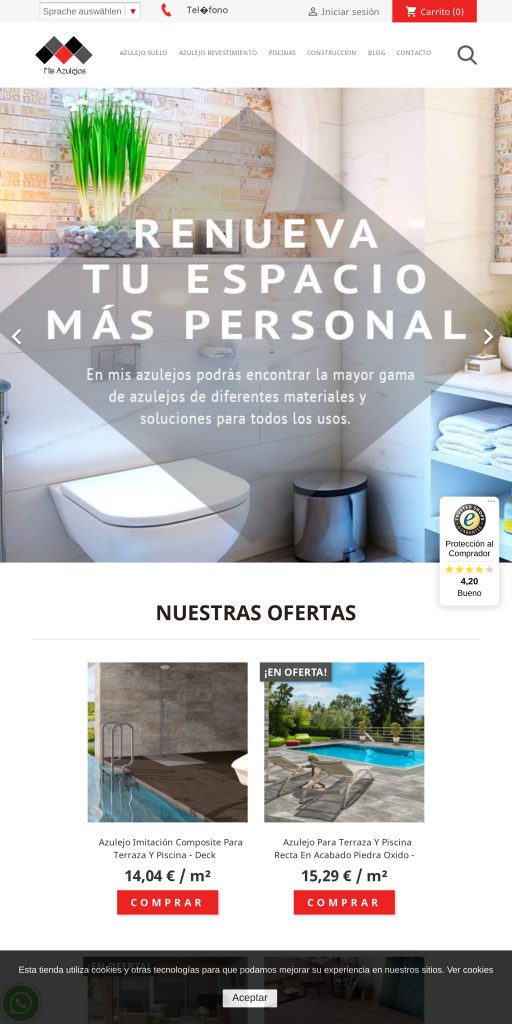 Captura de la portada de misazulejos.com