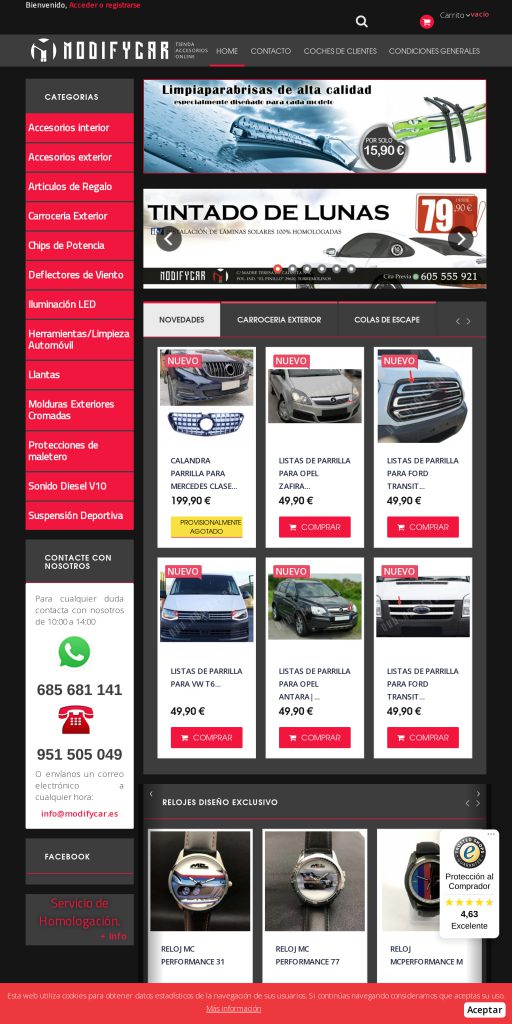 Captura de la portada de modifycar.es