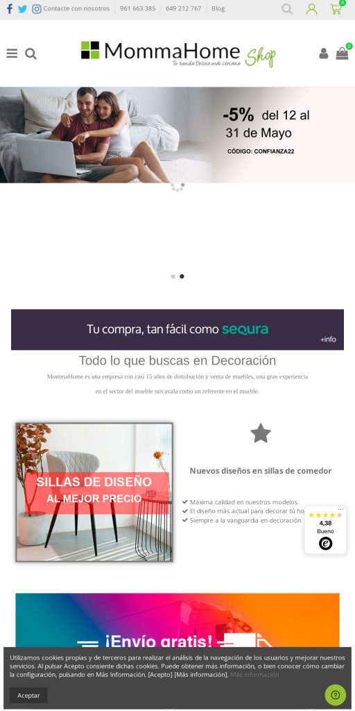 Captura de la portada de mommahome.com