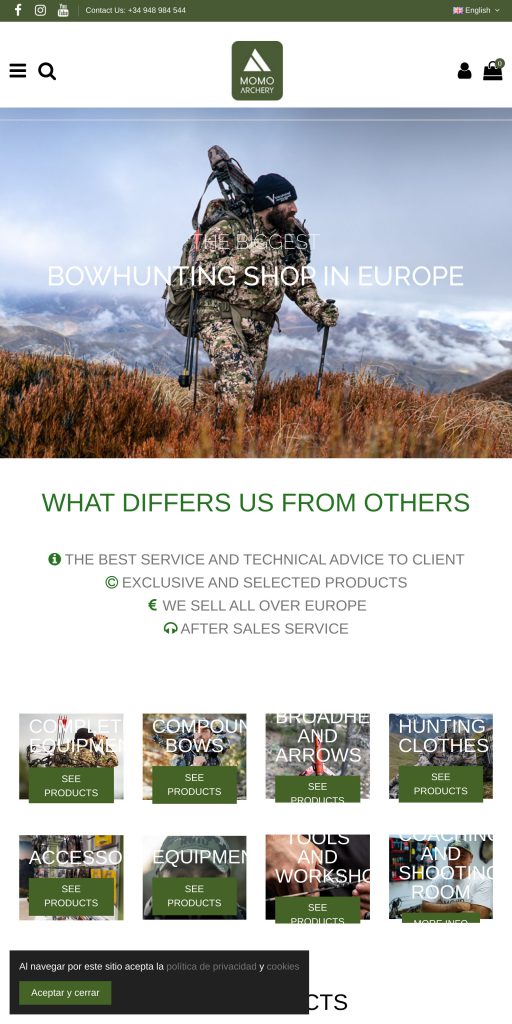 Captura de la portada de momoarchery.com