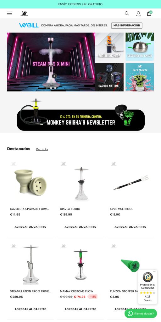 Captura de la portada de monkeyshishas.com