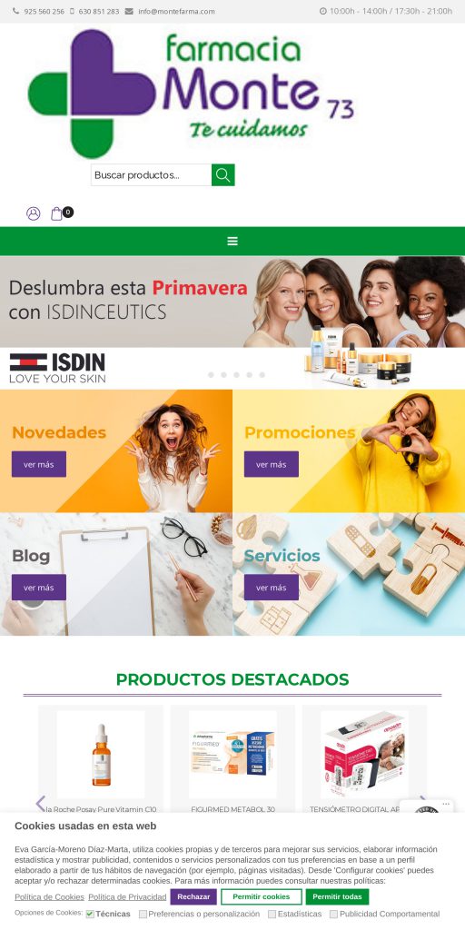 Captura de la portada de montefarma.com