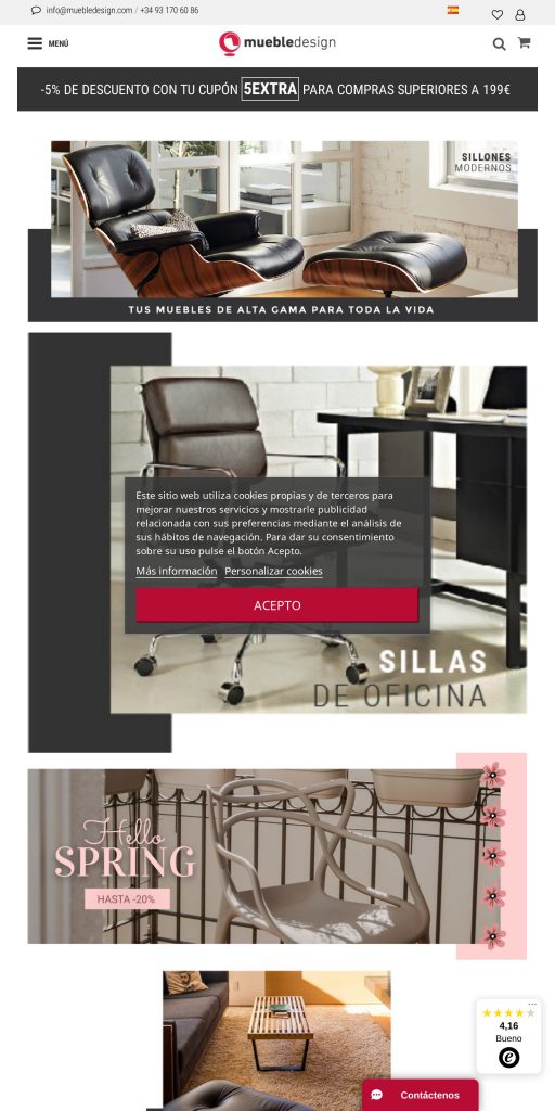 Captura de la portada de muebledesign.com