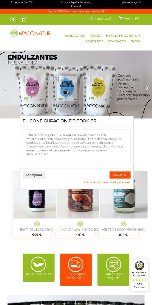 Captura de la portada de myconatur.com