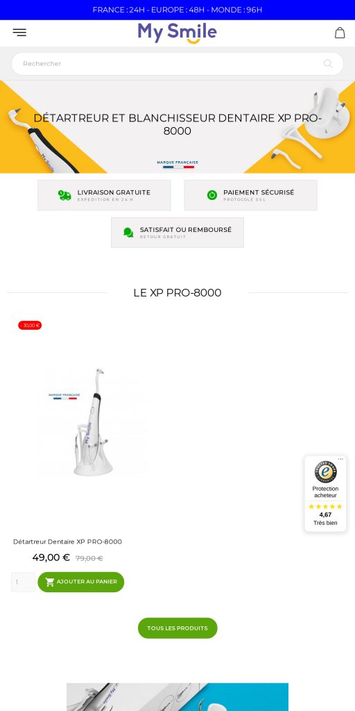 Captura de la portada de mysmile-france.com
