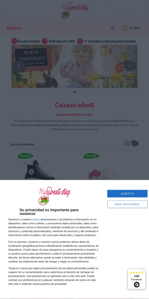Captura de la portada de mysweetstep.com