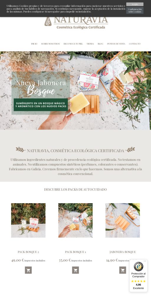 Captura de la portada de naturaviacosmetica.com