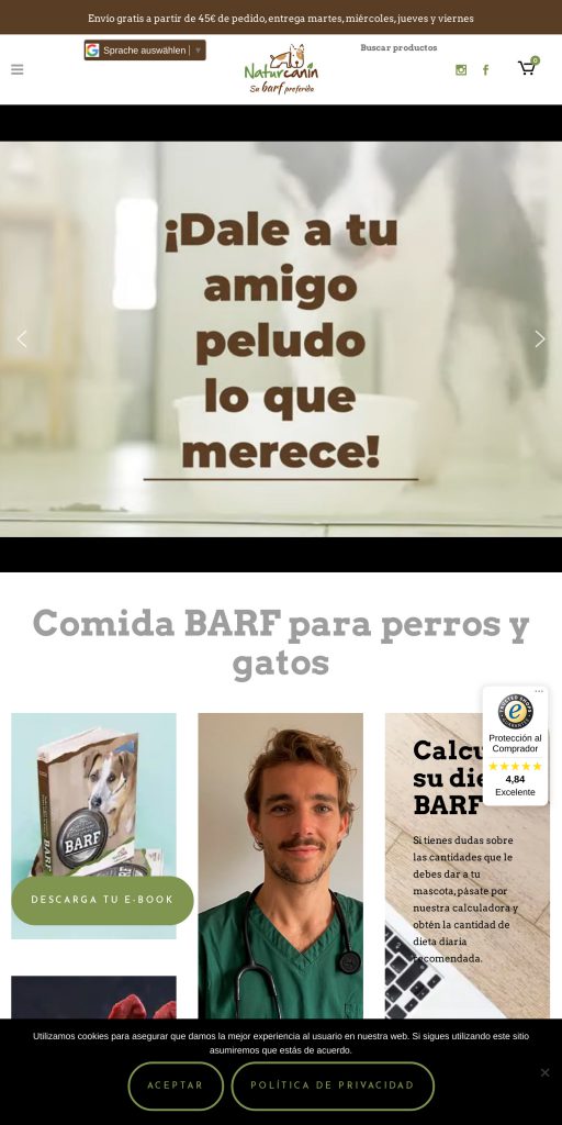 Captura de la portada de naturcanin.com