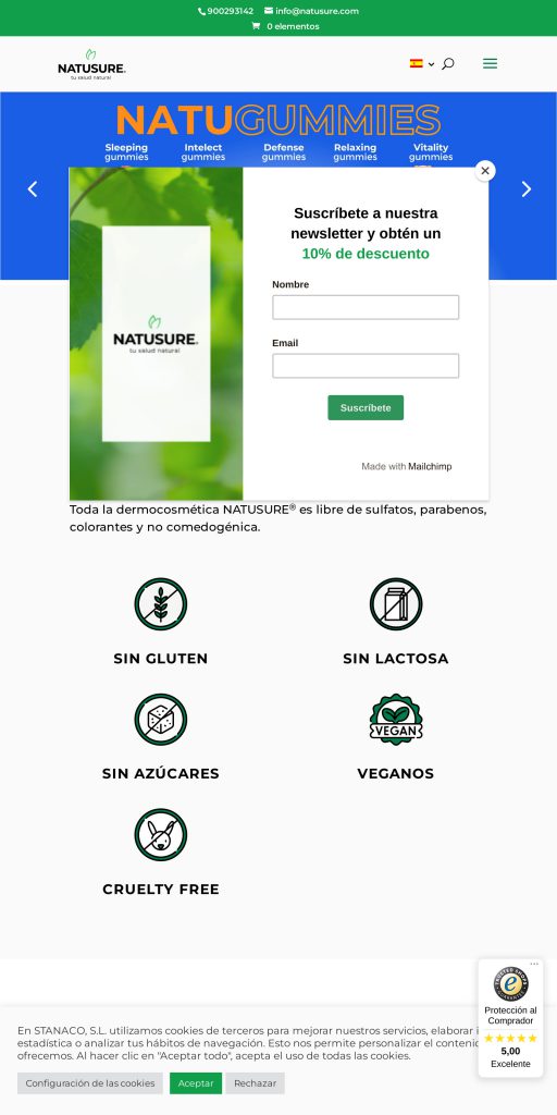 Captura de la portada de natusure.com