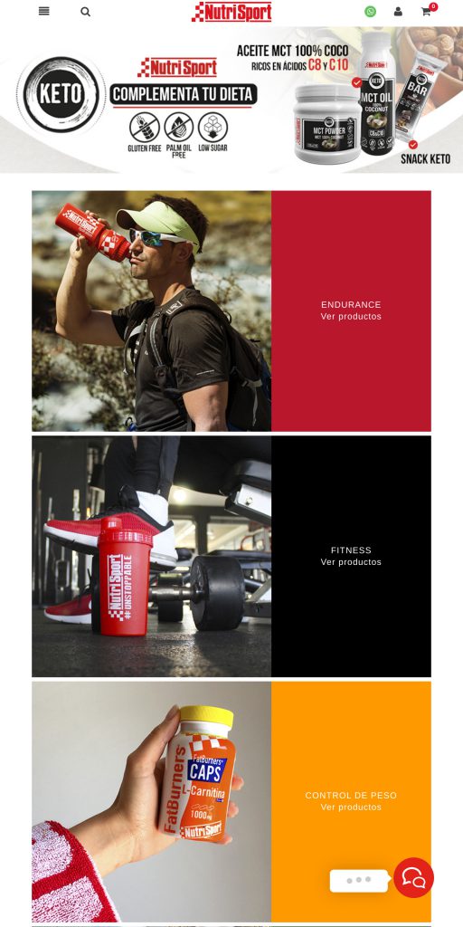 Captura de la portada de nutrisport.es