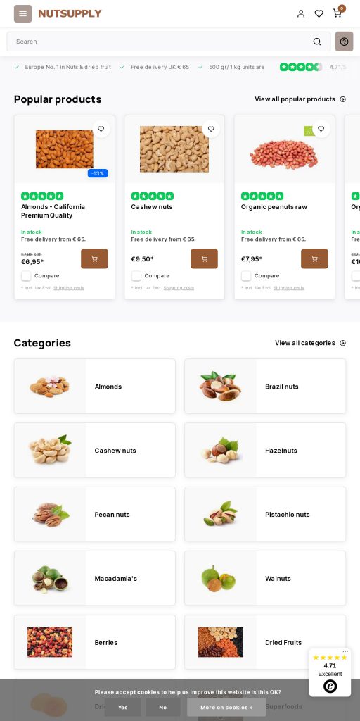 Captura de la portada de nutsupply.com