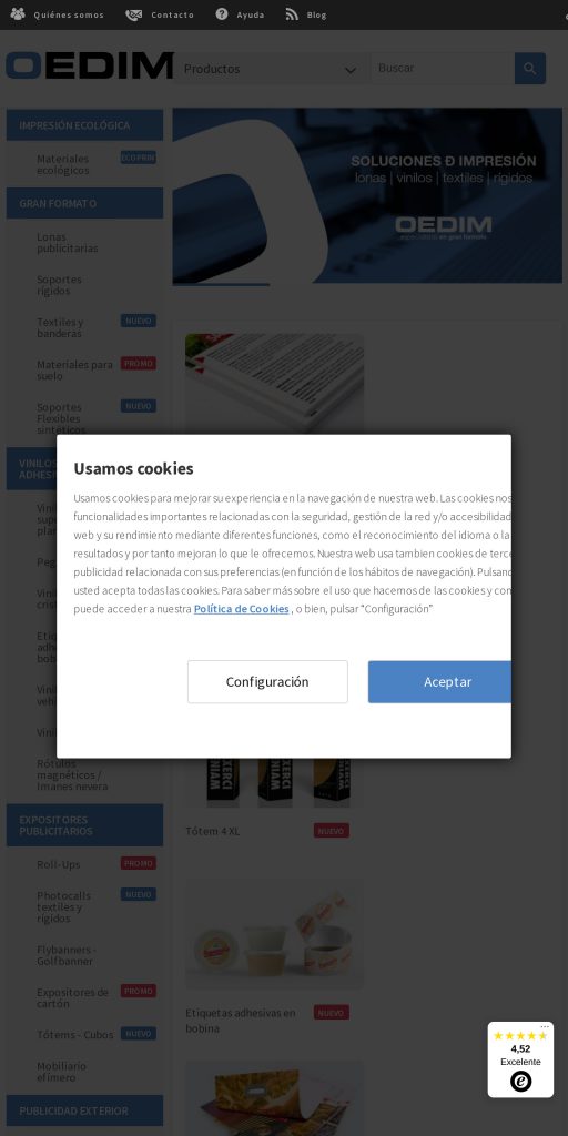 Captura de la portada de oedim.com