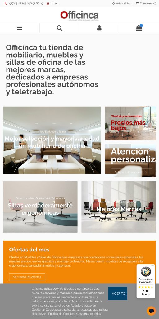 Captura de la portada de officinca.es