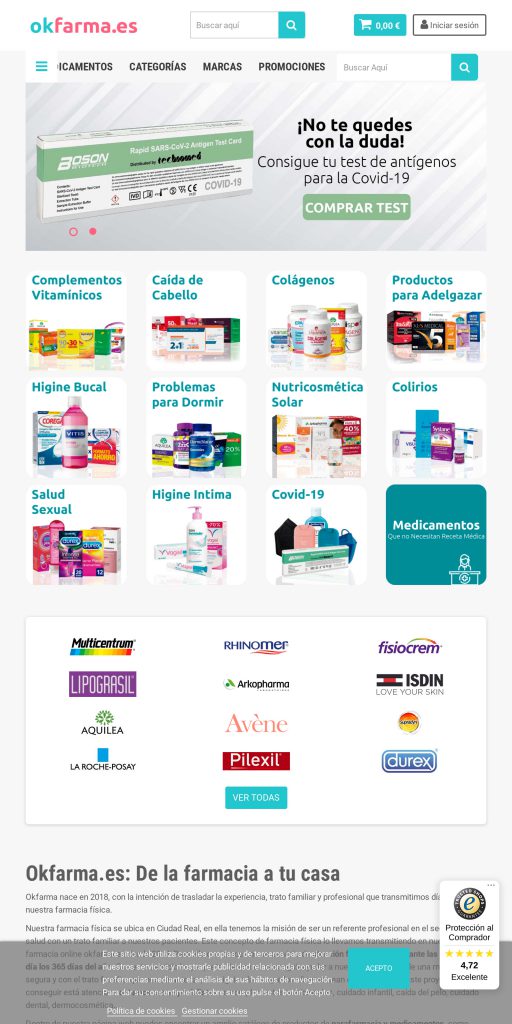 Captura de la portada de okfarma.es