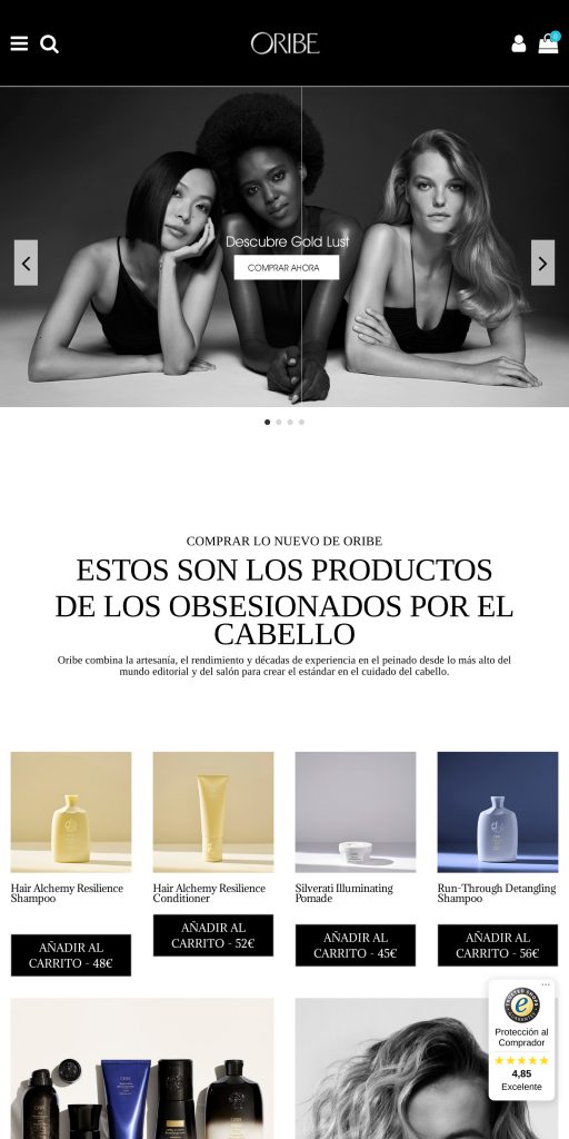 Captura de la portada de oribehair.es