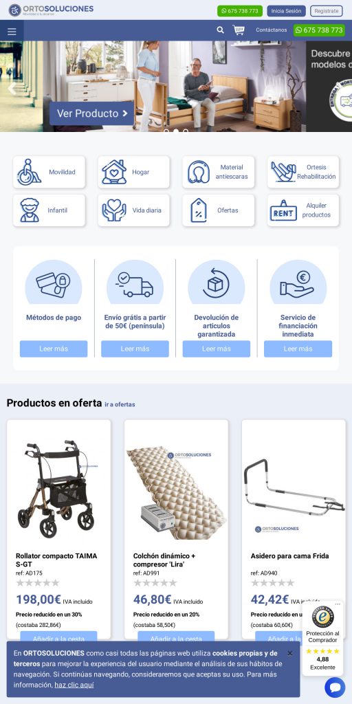 Captura de la portada de ortosoluciones.com