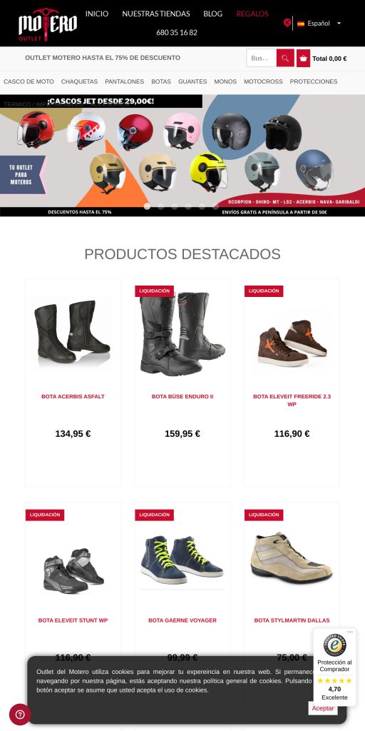 Captura de la portada de outletdelmotero.es