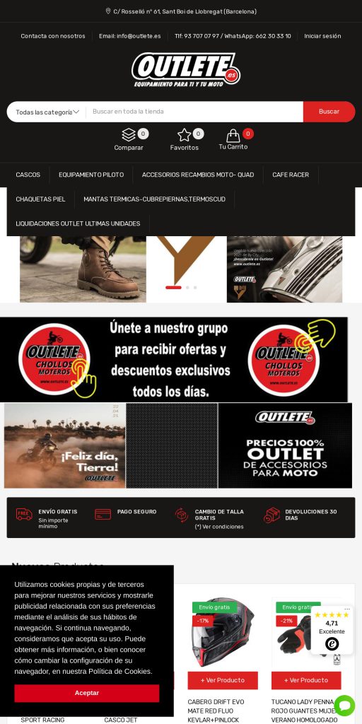Captura de la portada de outlete.es