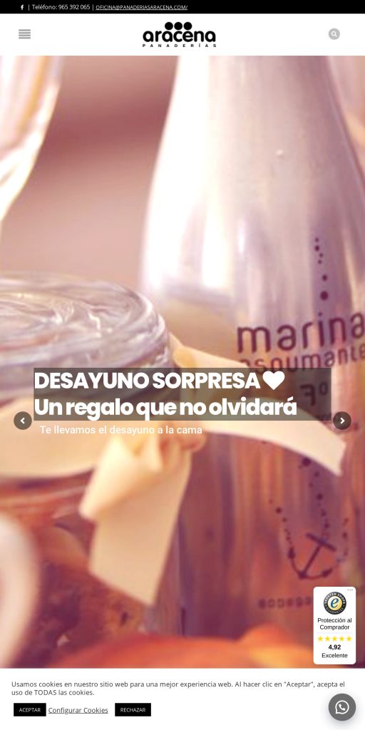 Captura de la portada de panaderiasaracena.com