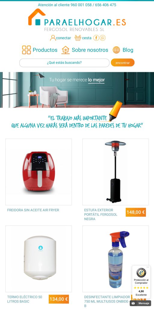 Captura de la portada de paraelhogar.es