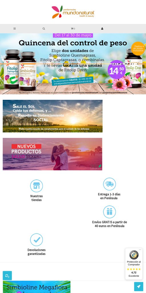 Captura de la portada de parafarmaciaonline.com