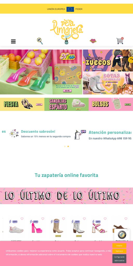 Captura de la portada de peralimonerashop.com