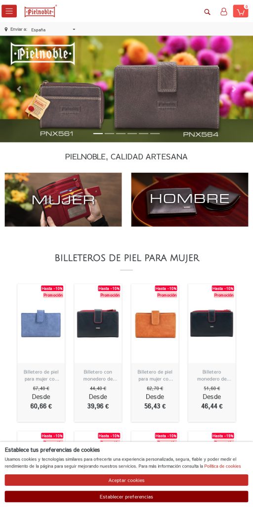 Captura de la portada de pielnoble.com