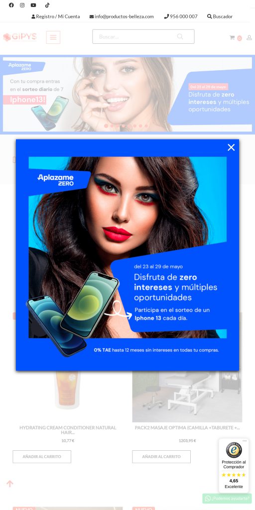 Captura de la portada de productos-belleza.com